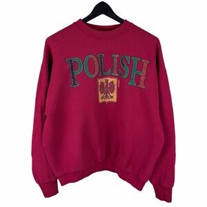 Vintage 90s Fruit of The Loom Polish Poland Tourist Pullover Sweatshirt Size XL